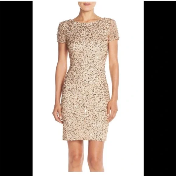 white christmas dresses Adrianna Papell AP1D104563 - Short Crepe A-Line Dress main image 0